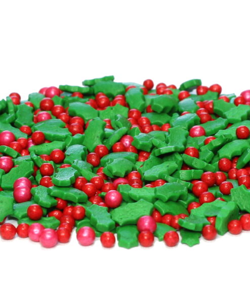 Holly Leaves And Berries Sprinkles Bulk