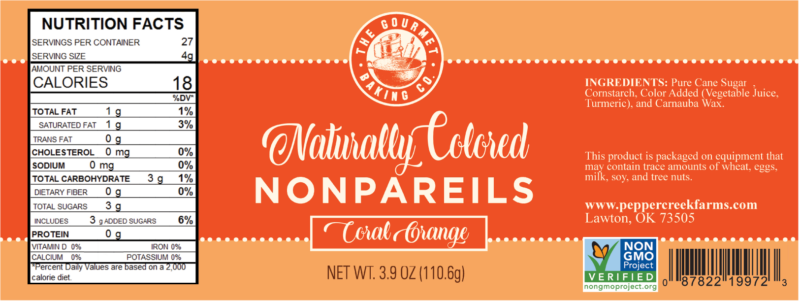 Orange New Round Naturally Colored Nonpareil Nongmo