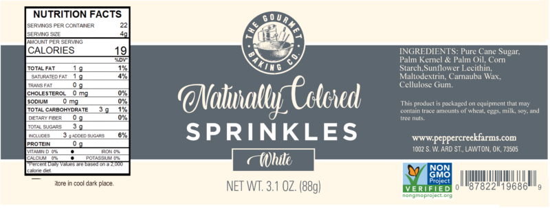 White No Dk Round Naturally Colored Sprinkles Nongmo
