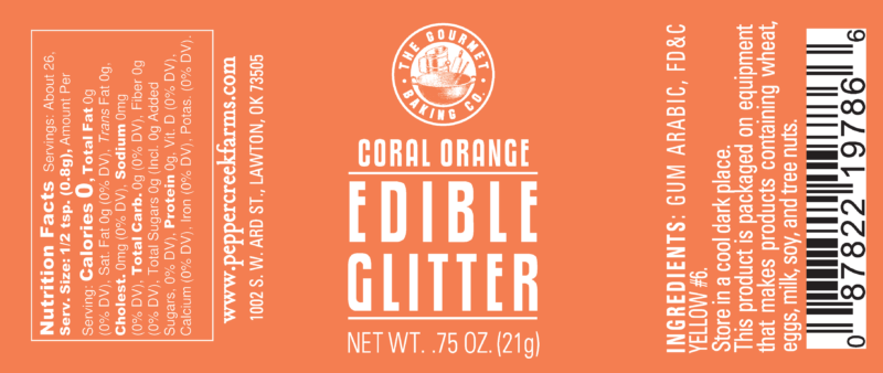 Edible Glitter Coral Orange