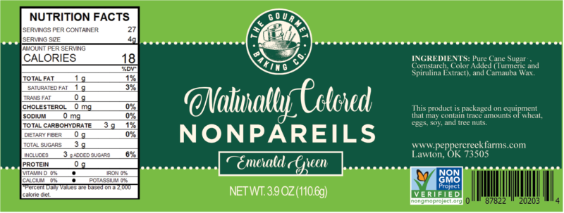 Green New Round Naturally Colored Nonpareil Nongmo