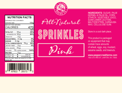 All Natural Pink Sprinkle Shipping Labels