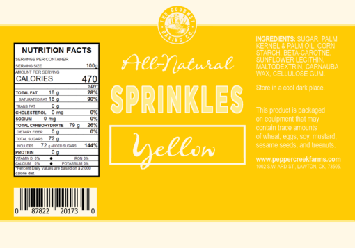 All Natural Yellow Sprinkle Shipping Labels